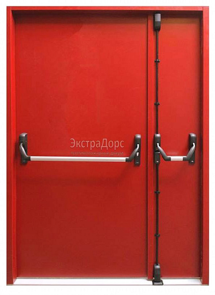 Противопожарная дверь EI 60 дымогазонепроницаемая красная с антипаникой в Красногорске  купить