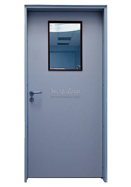 Дверь противопожарная металлическая однопольная EI 30 газодымонепроницаемая со стеклом в Красногорске  купить
